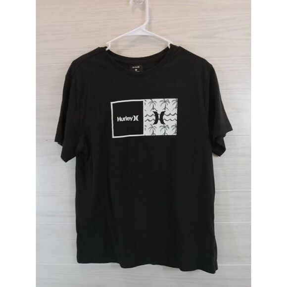 Hurley Black Short Sleeve Palm Tree Short Sleeve Men's Small - Picture 1 of 2